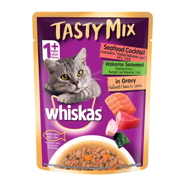 Whiskas Tasty Mix Seafood Cocktail Wakame Seaweed 70g